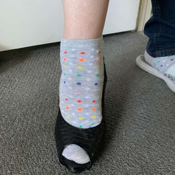 Lulu Townsend Glittery Mesh Peep Toe Stiletto - Picture 7 of 9